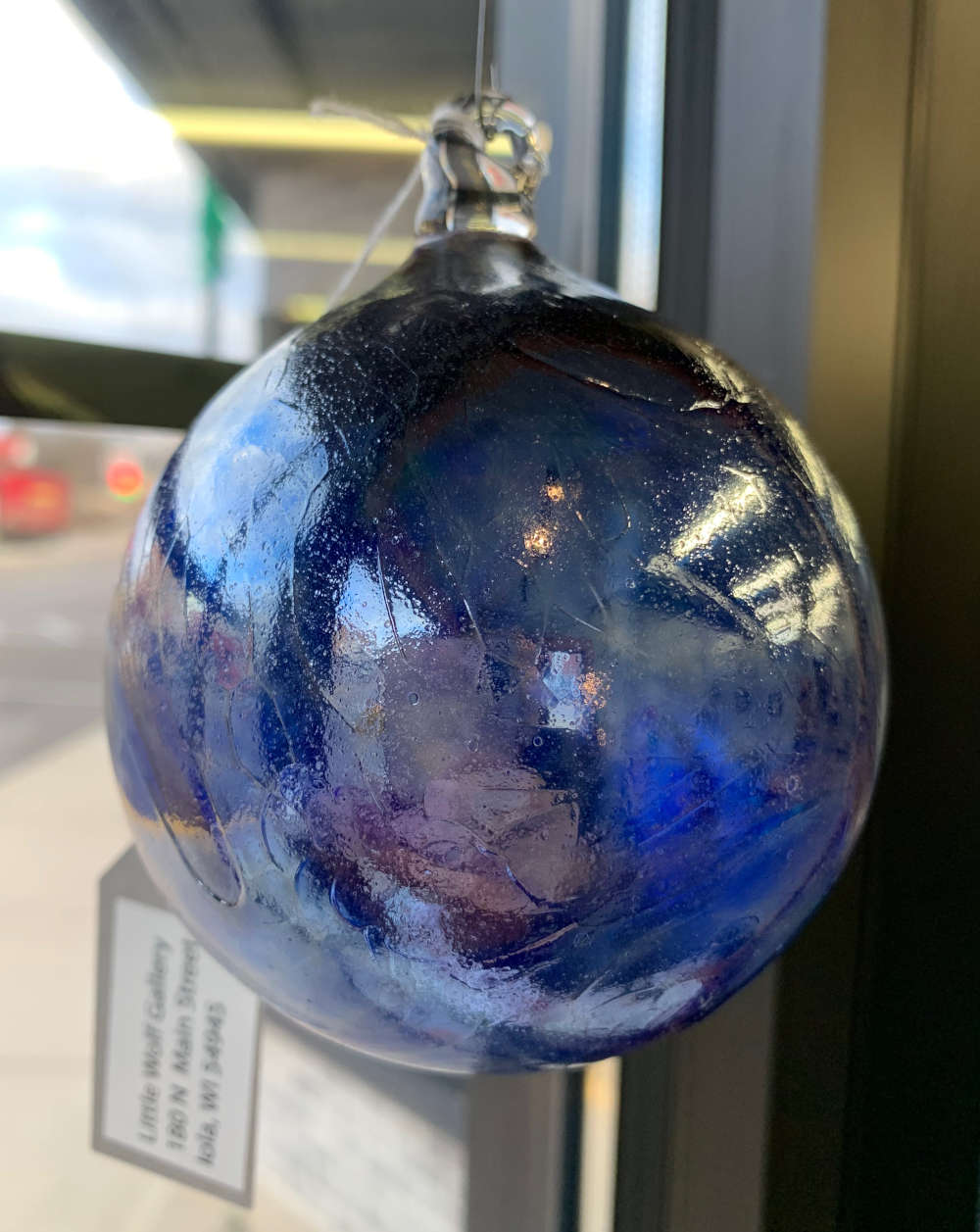 Blue and Purple Swirl Irid Ornament