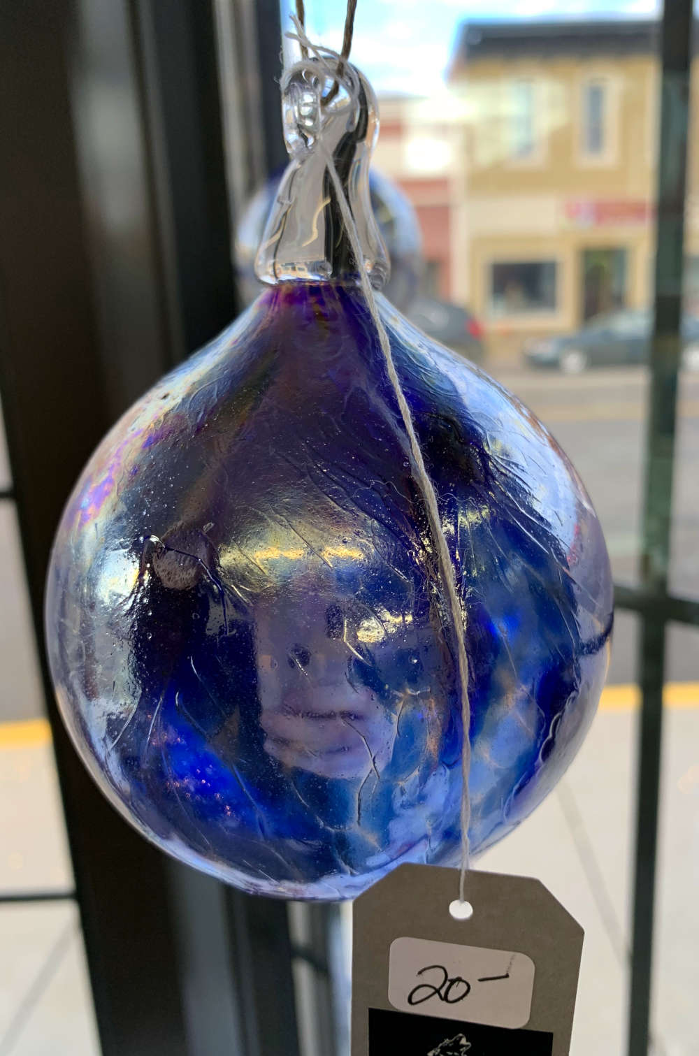 Blue Swirl Irid Ornament